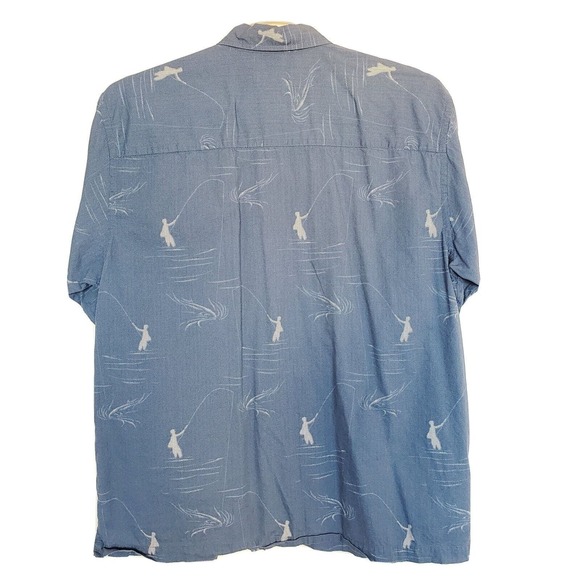Pendleton Mens Size Medium Button Up Blue Fly Fishing Short Sleeve‎ Cotton Shirt - Picture 3 of 3